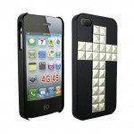 Wholesale iPhone 4 4S 3D Cross Studs Case (Silver)